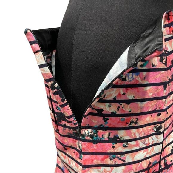 Banana Republic Bella Floral Striped Trumpet Skirt Sz 8 - Picture 7 of 14